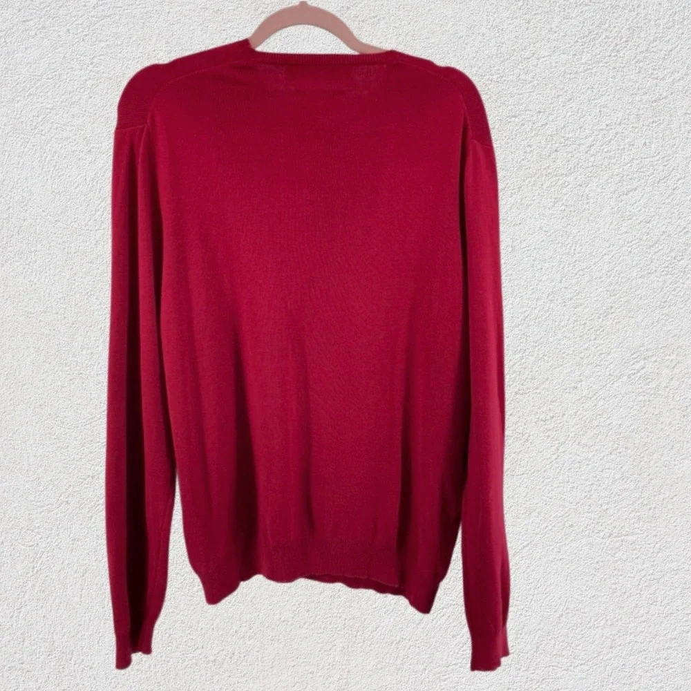 Polo Ralph Lauren Pima Cotton‎ V Neck Sweater Red Men Large Preppy Valentine